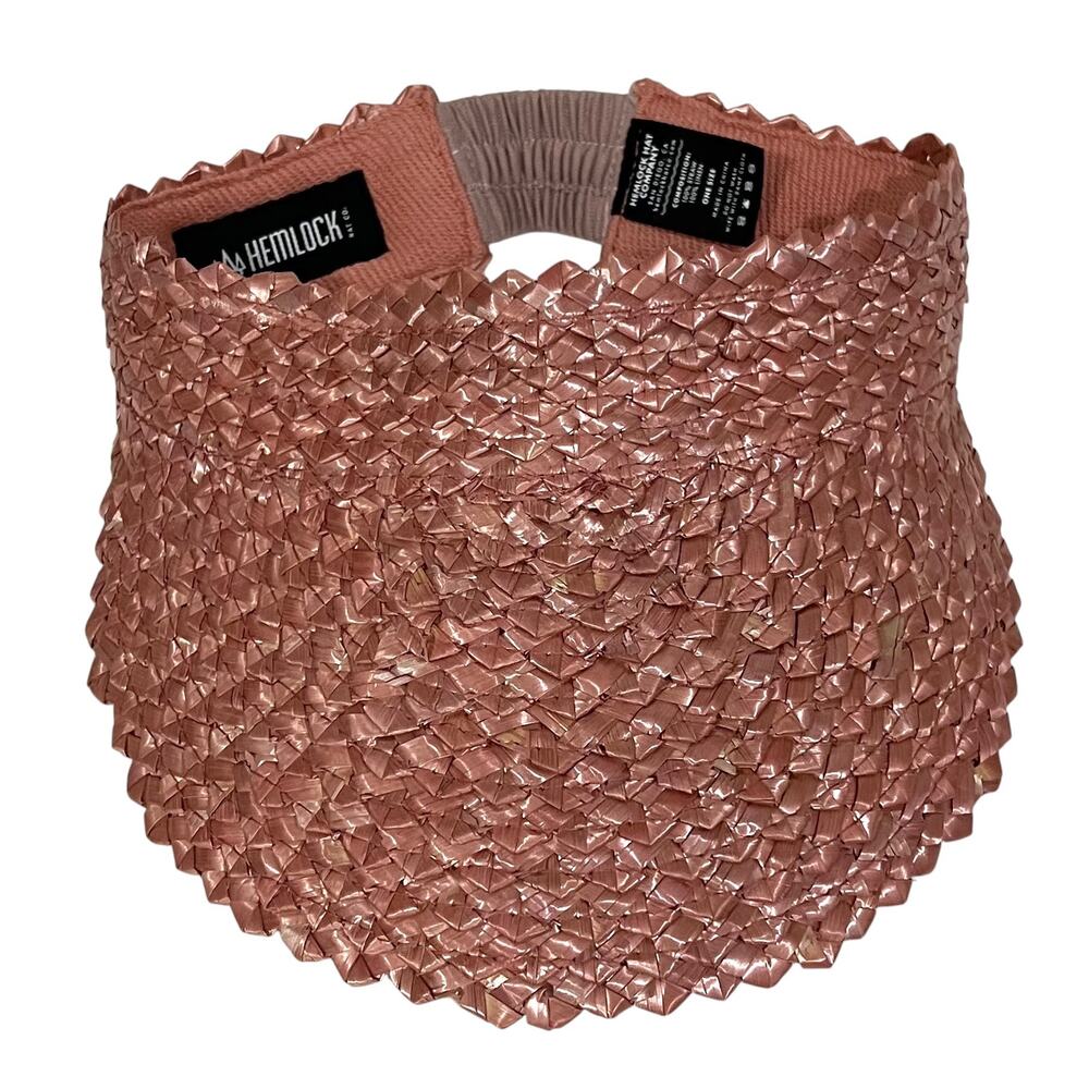 Hemlock Hat Co Women’s Straw Visor Hat Pink One Size Fits Most
